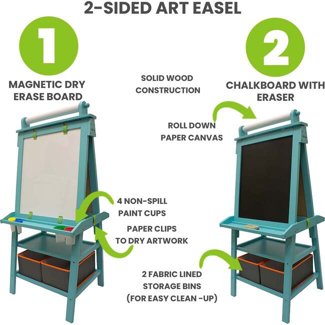 Deluxe Learn and Play Art Center, Turquoise - Easels & Art Tables - 5