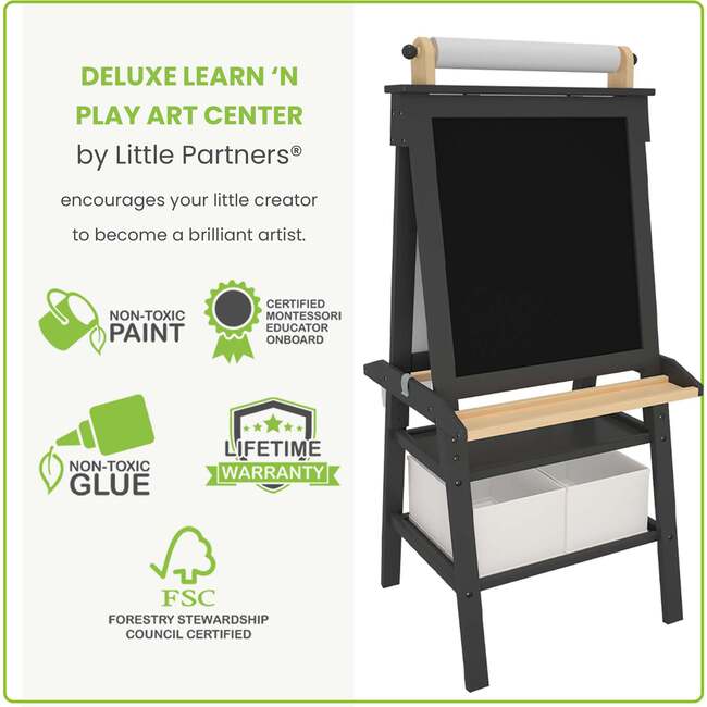 Deluxe Learn and Play Art Center, Charcoal with Natural - Easels & Art Tables - 6
