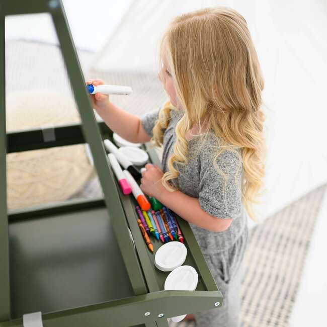 Deluxe Learn and Play Art Center, Olive Green - Easels & Art Tables - 3