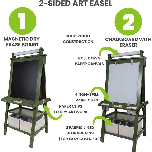 Deluxe Learn and Play Art Center, Olive Green - Easels & Art Tables - 5