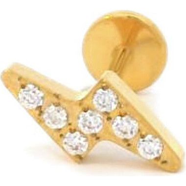 Lightning Bolt Crystal Titanium Flat Back Stud Earring, Gold