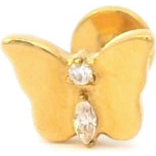 Butterfly Crystal Titanium Flat Back Stud Earring, Gold