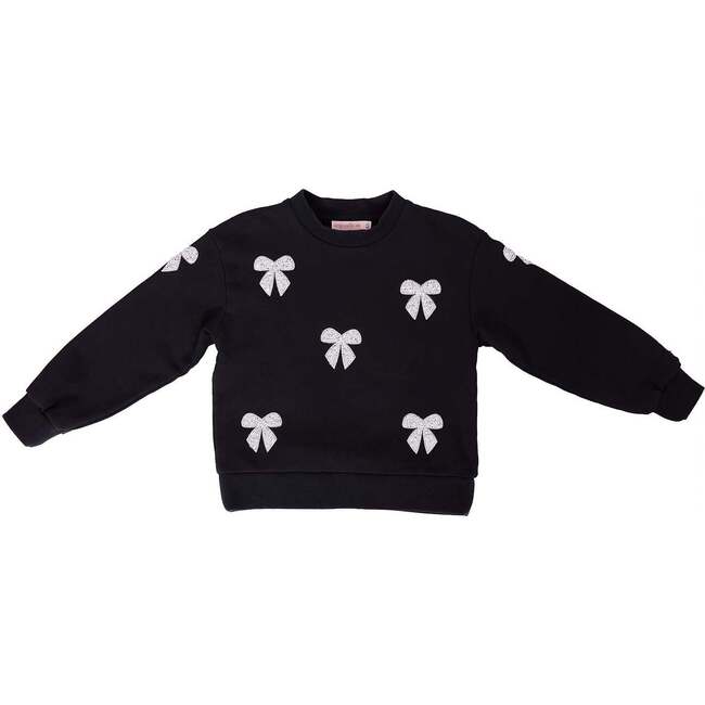 Mini Micah Crew Neck Sweatshirt in Black & Bows