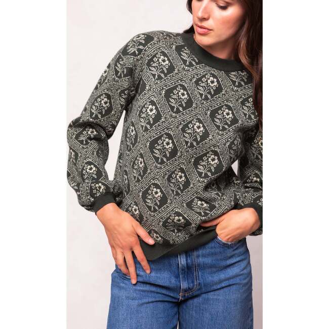 Vivienne Sweater in Emerald Lattice Bloom