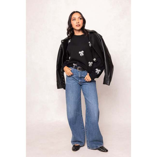 Micah Crew Neck Sweatshirt in Black & Bows