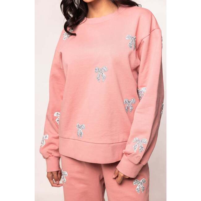 Micah Crew Neck Sweatshirt in Pink & Bows - Sweatshirts - 3