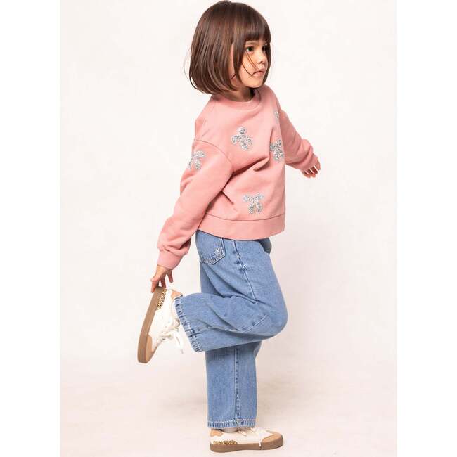 Mini Micah Crew Neck Sweatshirt in Pink & Bows - Sweatshirts - 4
