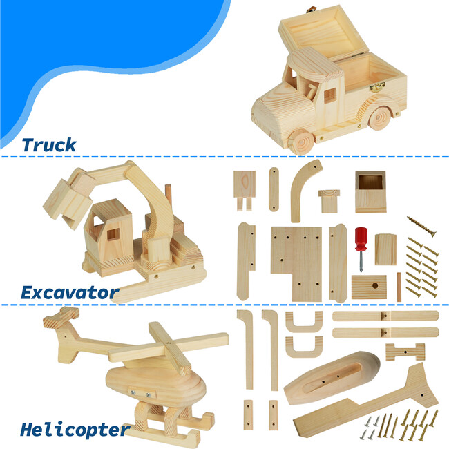 3-Piece Wood Building Toy Kit - Arts & Crafts - 5