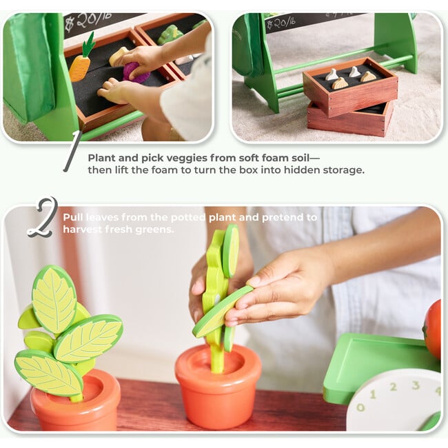 Teamson Kids Vermont Farmers Market Stand with Interactive Accessories & Vegetables - Play Kitchens - 5