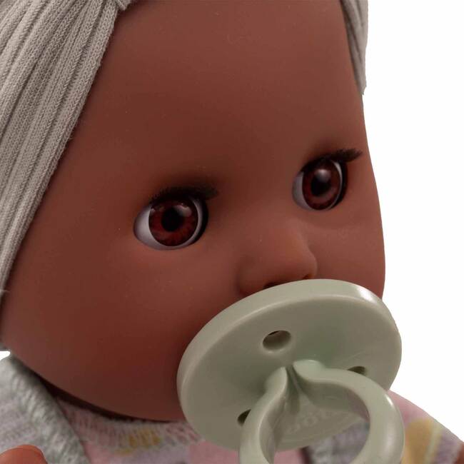 Sleepy Aquini: 13" Drink & Wet Bath Doll - AA Girl Grey-Green Stripe - Dolls - 4