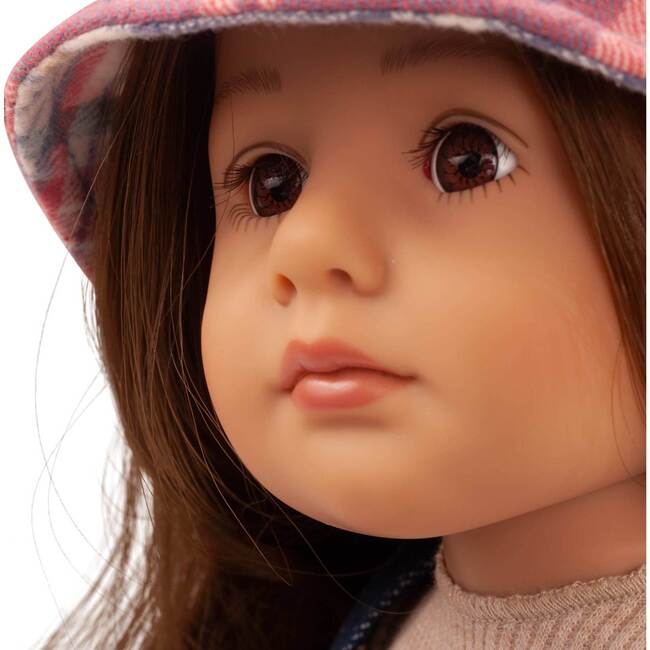 Little Kidz Grete Doll 14" Multi-Jointed Standing Doll with Long Brown Hair to Wash and Style