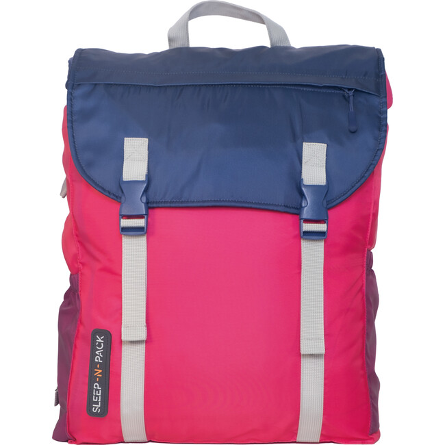Sleep-N-Pack™  Big Kid Size Sleeping Bag Backpack ,Color Block Raspberry Sorbet, Navy & Winterberry