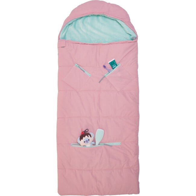 Sleep-N-Pack™ Little Kid Size Sleeping Bag Backpack, Bows & Ruffles Cotton Candy Pink Corduroy - Sleepbags - 5