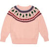 Recess Fair Isle Intarsia Long Sleeve Knit Sweater, Pink Lemonade - Sweaters - 1 - thumbnail