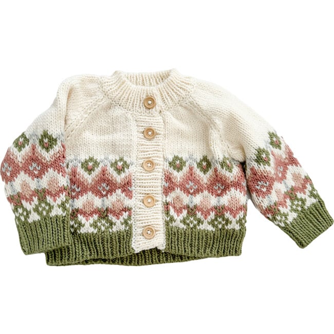 Fairisle Knit Cardigan, Pastel - Cardigans - 1