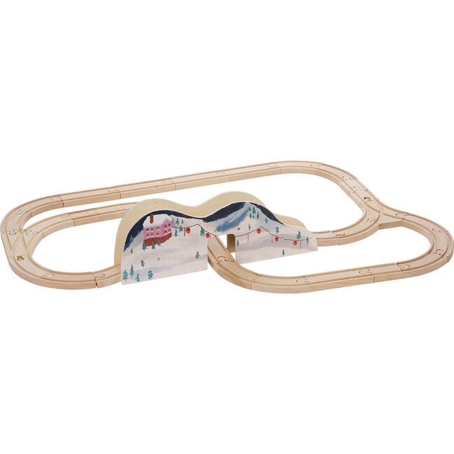 Manhattan Toy Alpine Express 49-Piece Wooden Toy Train Set with Scenic Accessories for Toddlers 3 Years and Up