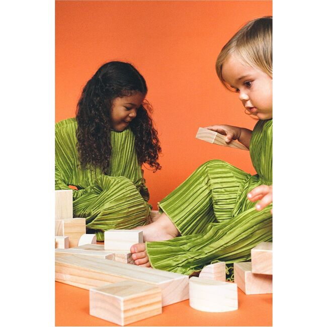 Kassie Pleated Satin Kids Pant, PINE