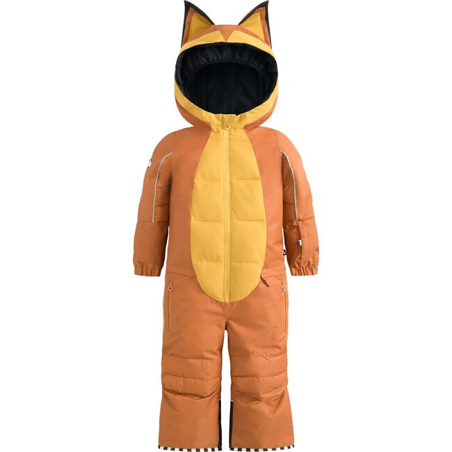 Foxdo Adjustable Hood Waterproof Zipper Snowsuit, Leather Brown - Snowsuits - 1