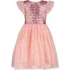 Shimmer Sequin & Petite Gold Star Tulle Girls Party Dress, Pink - Dresses - 3 - thumbnail