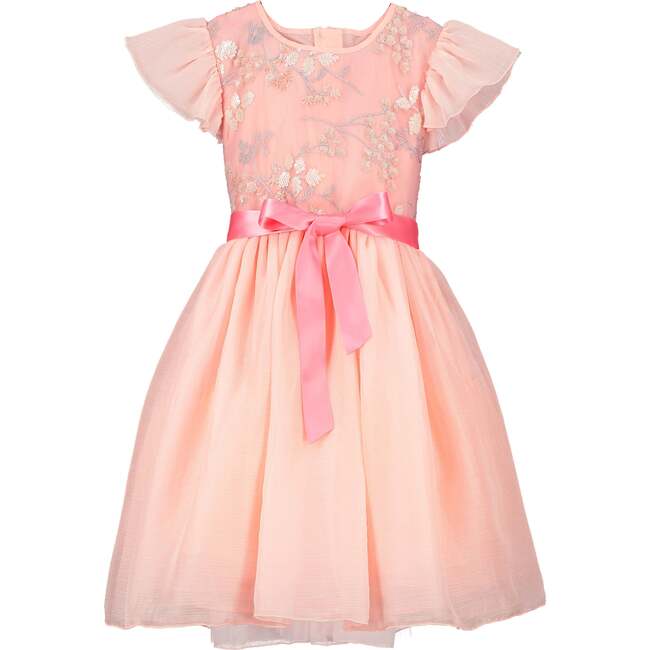 Pink Blossom Sequin Embroidered Girls Party Dress - Dresses - 1
