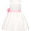 Lilibet Satin Bow Occasion Party Dress, White & Pink - Dresses - 2 - thumbnail