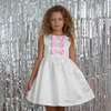 Joy Satin Bows Occasion Party Dress, White & Pink - Dresses - 2 - thumbnail