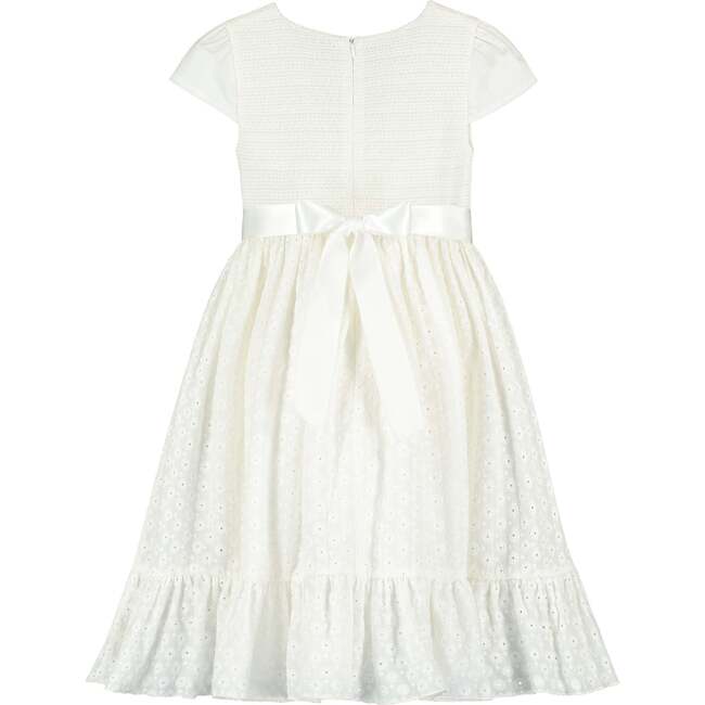 Clara Smocked Floral Embroidered Cotton Baby Occasion Dress, White - Dresses - 2