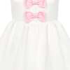 Joy Satin Bows Occasion Party Dress, White & Pink - Dresses - 4 - thumbnail