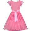 Confetti Embroidered Smocked Tulle Girls Party Dress, Candy Pink - Dresses - 3