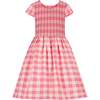 Bonnie Plaid Cotton Smocked Girls Party Dress, Pink - Dresses - 1 - thumbnail