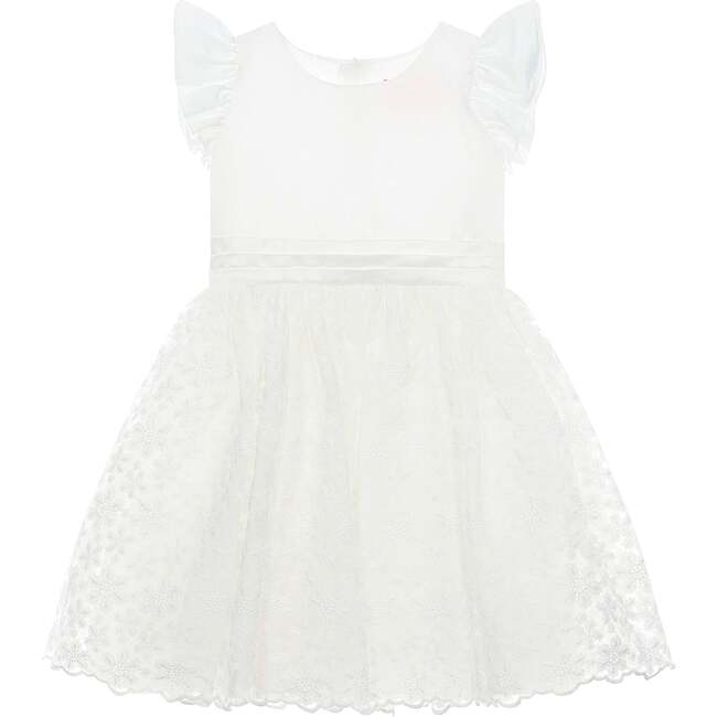 Juliette Floral Embroidered Flower Girl & Occasion Dress, White - Dresses - 1