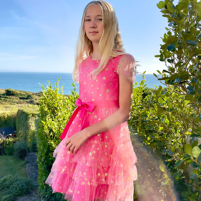 Cinderella Star Tulle Frill Luxury Party Dress, Candy Pink - Dresses - 2
