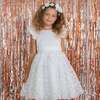 Juliette Floral Embroidered Flower Girl & Occasion Dress, White - Dresses - 3 - thumbnail