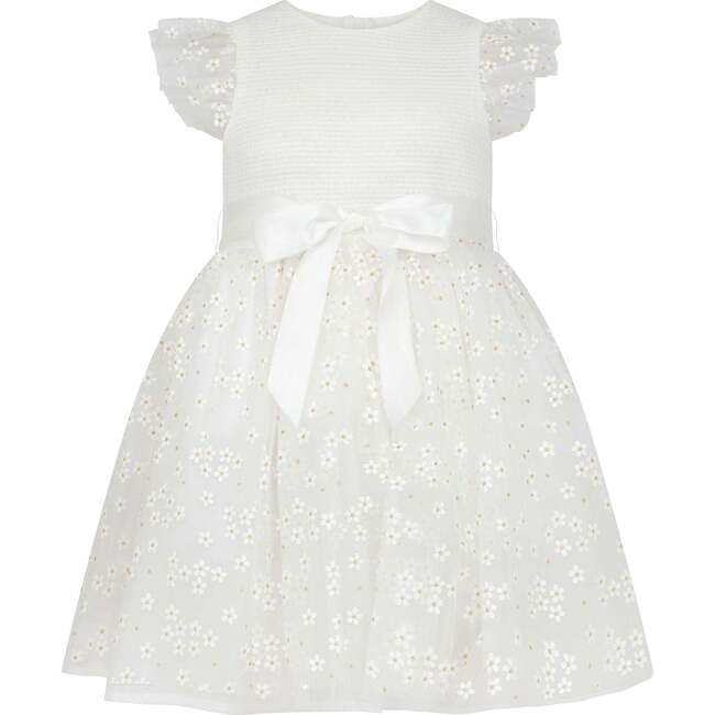 Fleur Luxury Tulle Flower Girls Dress, White - Dresses - 1