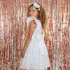 Juliette Floral Embroidered Flower Girl & Occasion Dress, White - Dresses - 4 - thumbnail