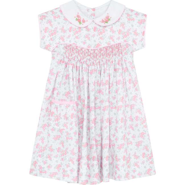 Little Princess Lilibet Hand Smocked Embroidered Girls Dress, Pink - Dresses - 1