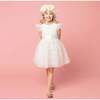 Fleur Luxury Tulle Flower Girls Dress, White - Dresses - 3 - thumbnail