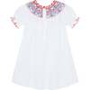 Little Princess Ella Hand Smocked Embroidered Cotton Girls Dress, Red, White & Blue - Dresses - 2 - thumbnail