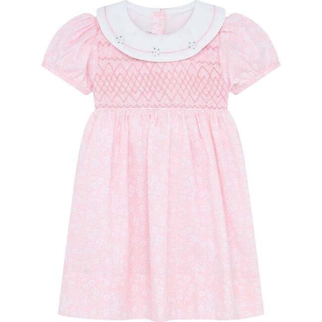 Little Princess Charlotte Hand Smocked Embroidered Girls Dress, Pink - Dresses - 1
