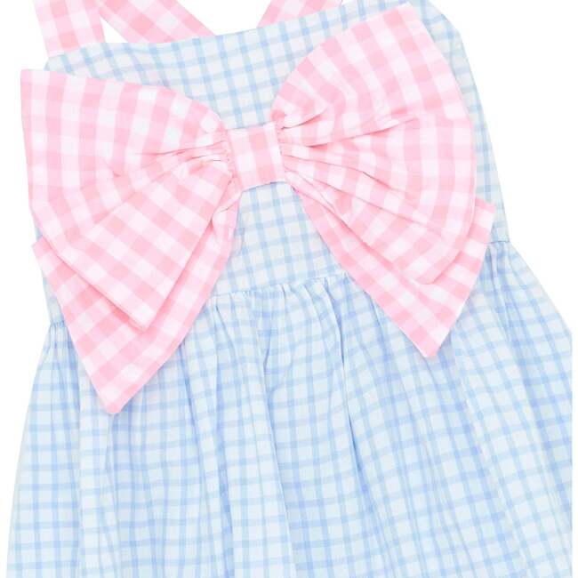 Little Princess Helena Gingham Bow Cotton Baby Dress, Pink & Blue - Dresses - 3