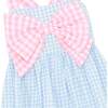 Little Princess Helena Gingham Bow Cotton Baby Dress, Pink & Blue - Dresses - 3 - thumbnail