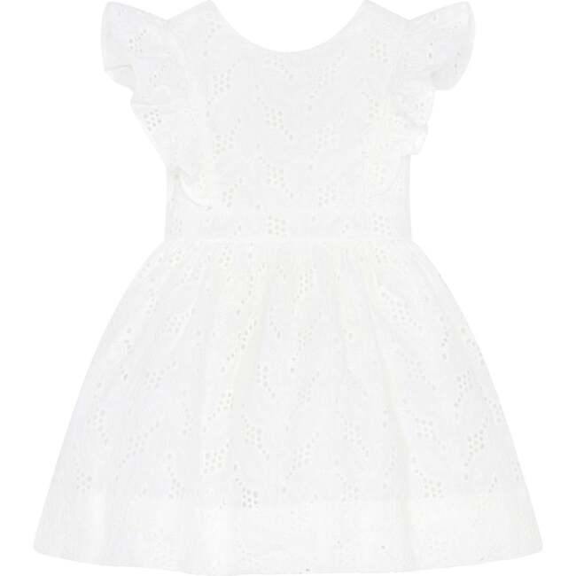 Little Princess Catherine Embroidered Cotton Girls Dress, White - Dresses - 1