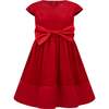 Florence Velvet & Satin Bow Party Dress, Red - Dresses - 1 - thumbnail