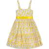 Summer Floral Girls Party Dress, Yellow & White - Dresses - 2 - thumbnail