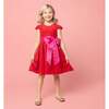 Lilibet Velvet & Satin Party Dress, Red & Pink - Dresses - 2 - thumbnail