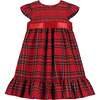 Poppy Smocked Plaid Tartan Baby Party Dress, Red - Dresses - 1 - thumbnail
