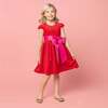 Lilibet Velvet & Satin Party Dress, Red & Pink - Dresses - 3 - thumbnail