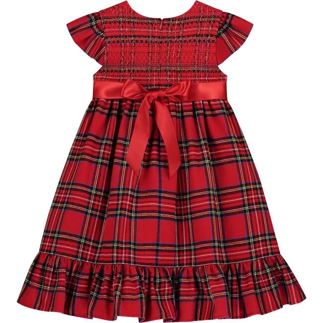 Poppy Smocked Plaid Tartan Baby Party Dress, Red - Dresses - 2