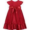 Poppy Smocked Velvet Girls Party Dress, Red - Dresses - 3 - thumbnail