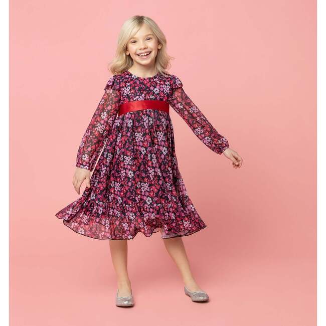 Chloe Winter Floral Party Dress, Pink
